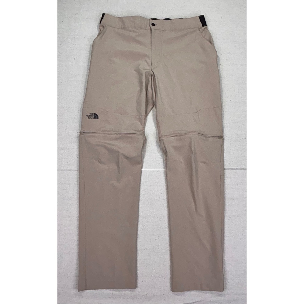 The North Face Mens 35 Tan Convertible Hiking Pants Zip Off Shorts Khaki Outdoor